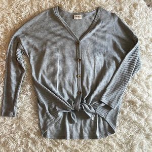 Waffle front Tie Button Top